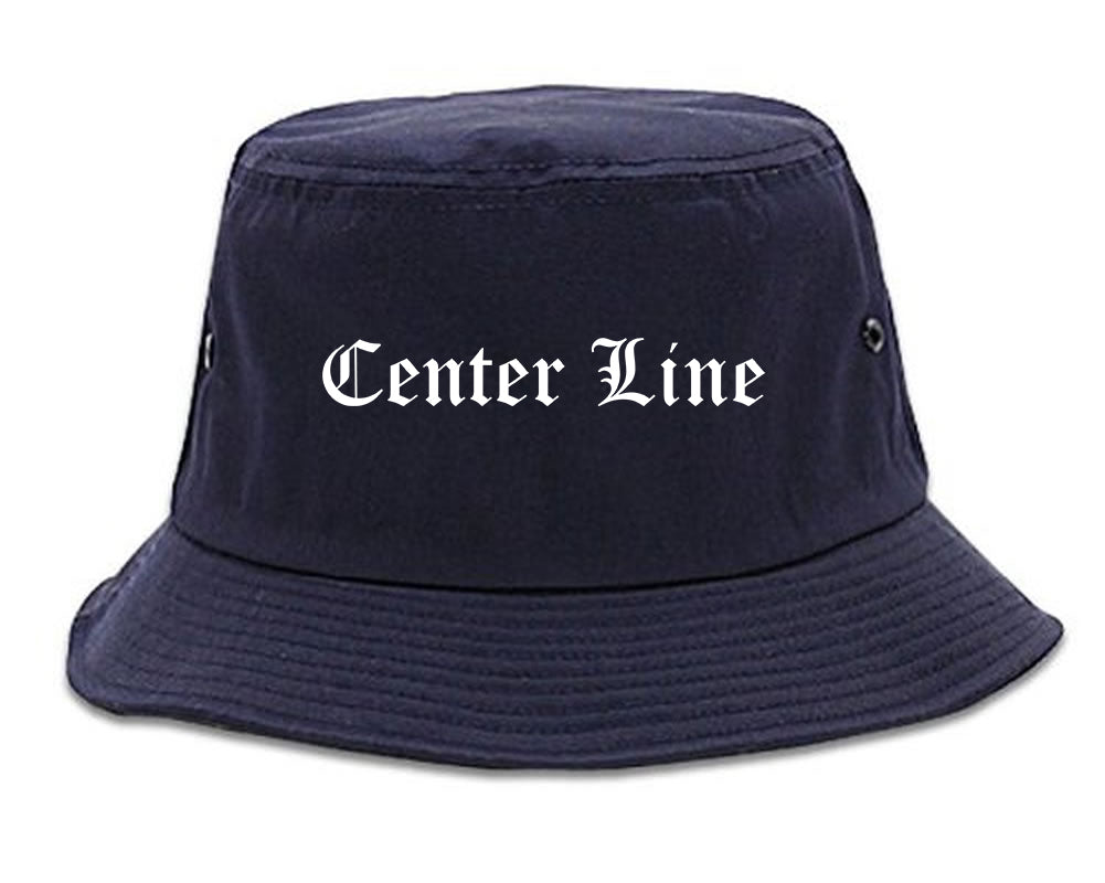 Center Line Michigan MI Old English Mens Bucket Hat Navy Blue