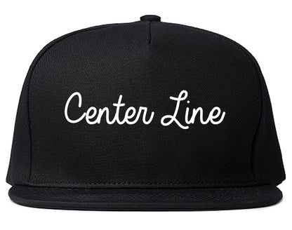 Center Line Michigan MI Script Mens Snapback Hat Black