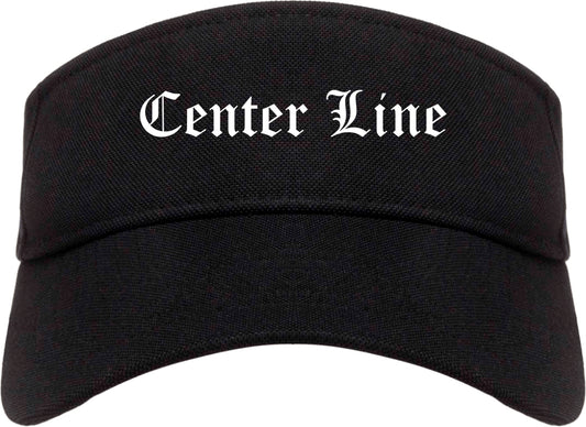 Center Line Michigan MI Old English Mens Visor Cap Hat Black