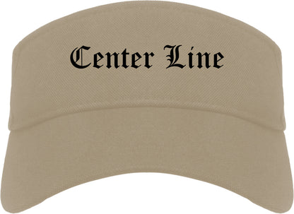 Center Line Michigan MI Old English Mens Visor Cap Hat Khaki