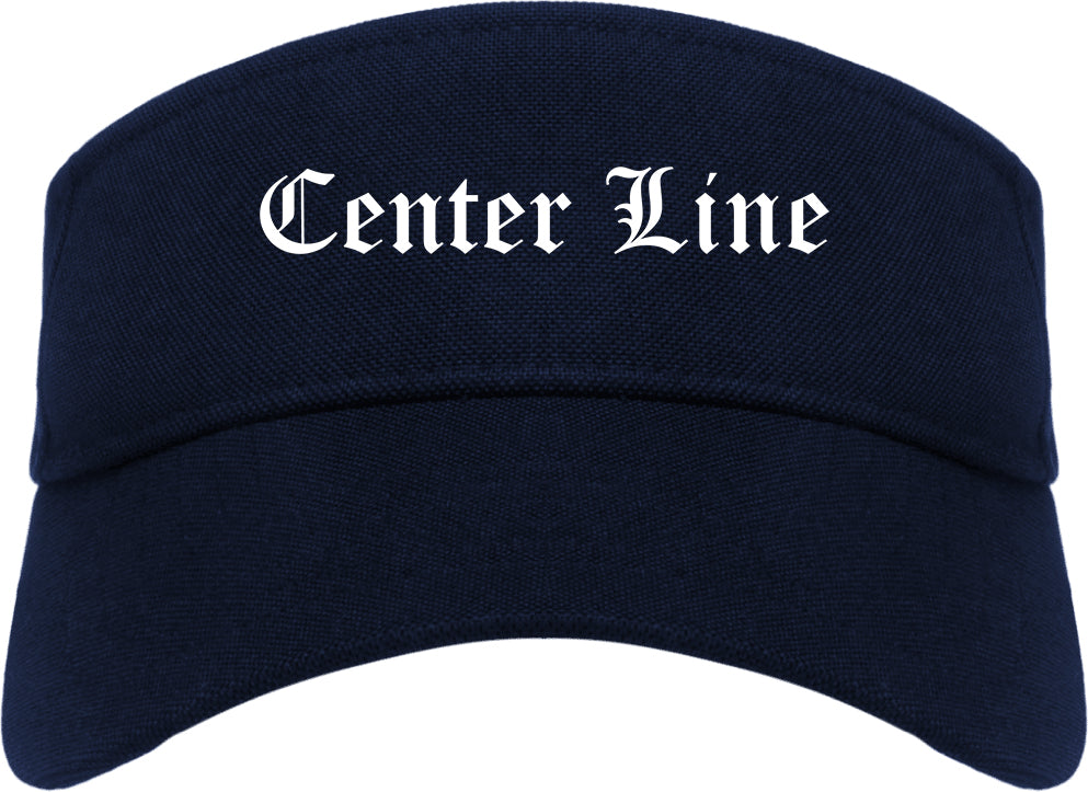 Center Line Michigan MI Old English Mens Visor Cap Hat Navy Blue