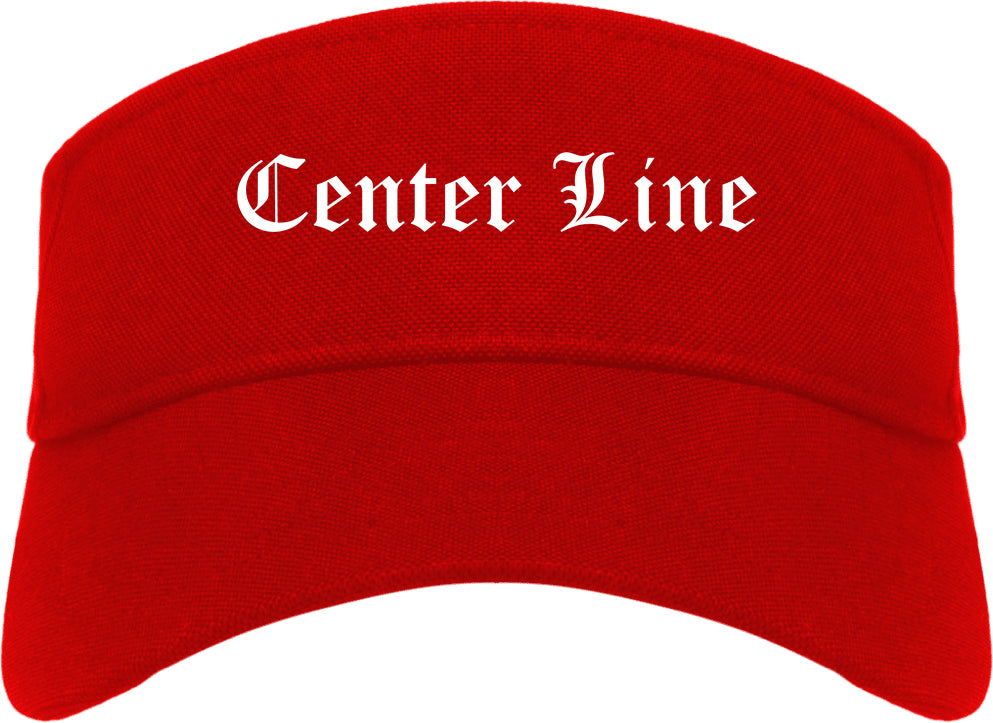 Center Line Michigan MI Old English Mens Visor Cap Hat Red
