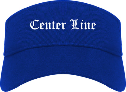 Center Line Michigan MI Old English Mens Visor Cap Hat Royal Blue
