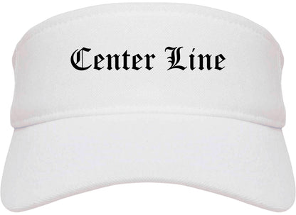 Center Line Michigan MI Old English Mens Visor Cap Hat White