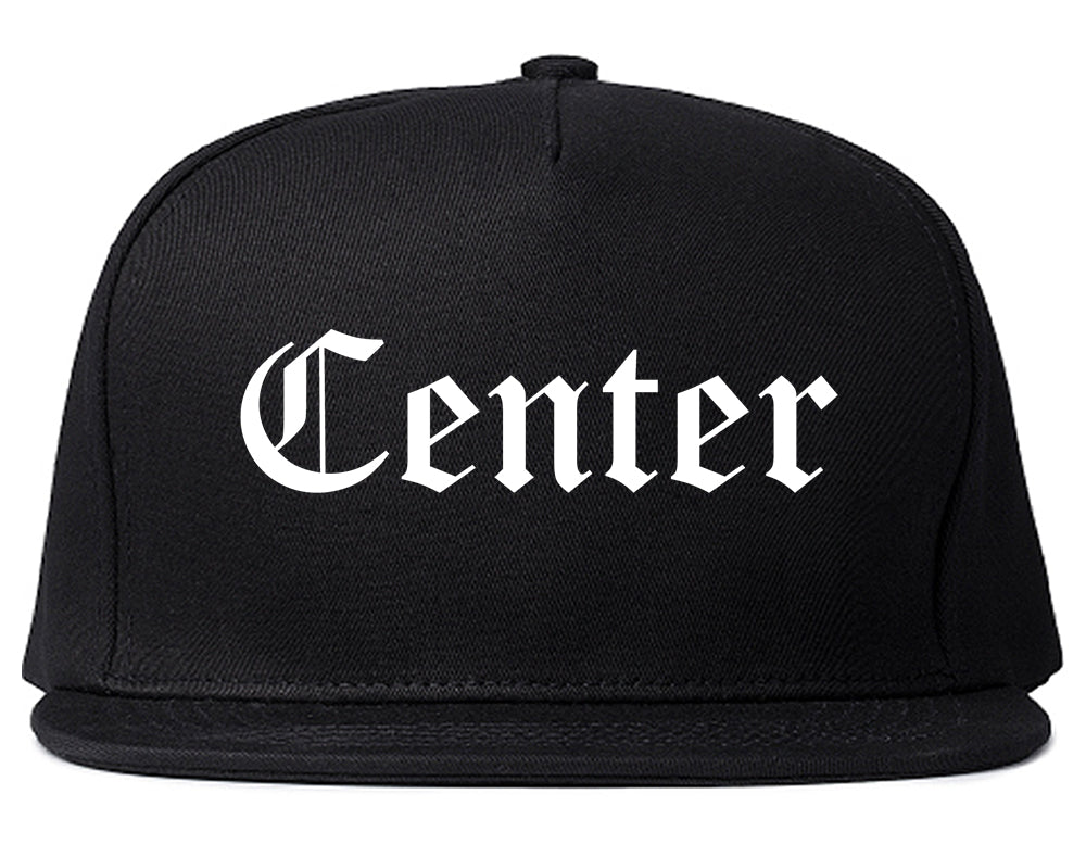 Center Texas TX Old English Mens Snapback Hat Black