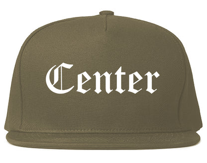 Center Texas TX Old English Mens Snapback Hat Grey