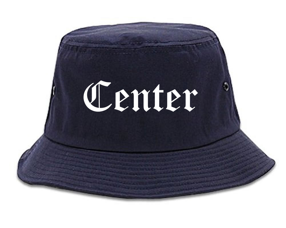 Center Texas TX Old English Mens Bucket Hat Navy Blue