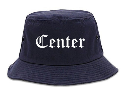 Center Texas TX Old English Mens Bucket Hat Navy Blue