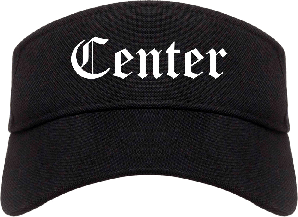 Center Texas TX Old English Mens Visor Cap Hat Black