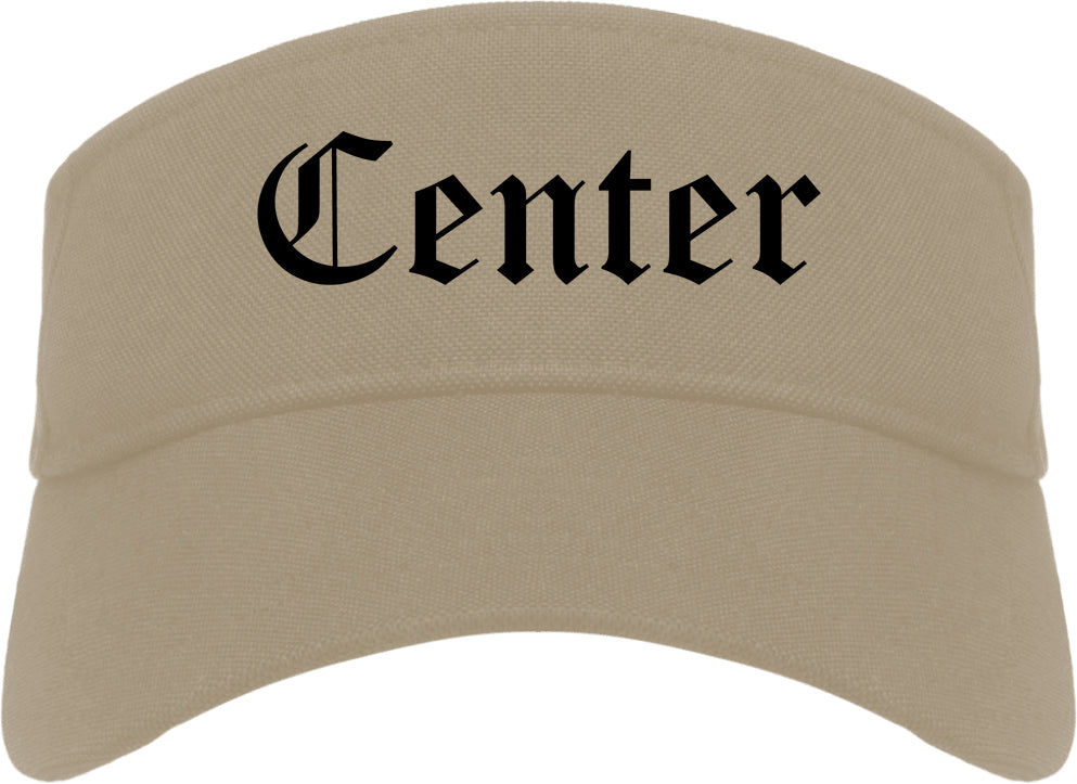 Center Texas TX Old English Mens Visor Cap Hat Khaki