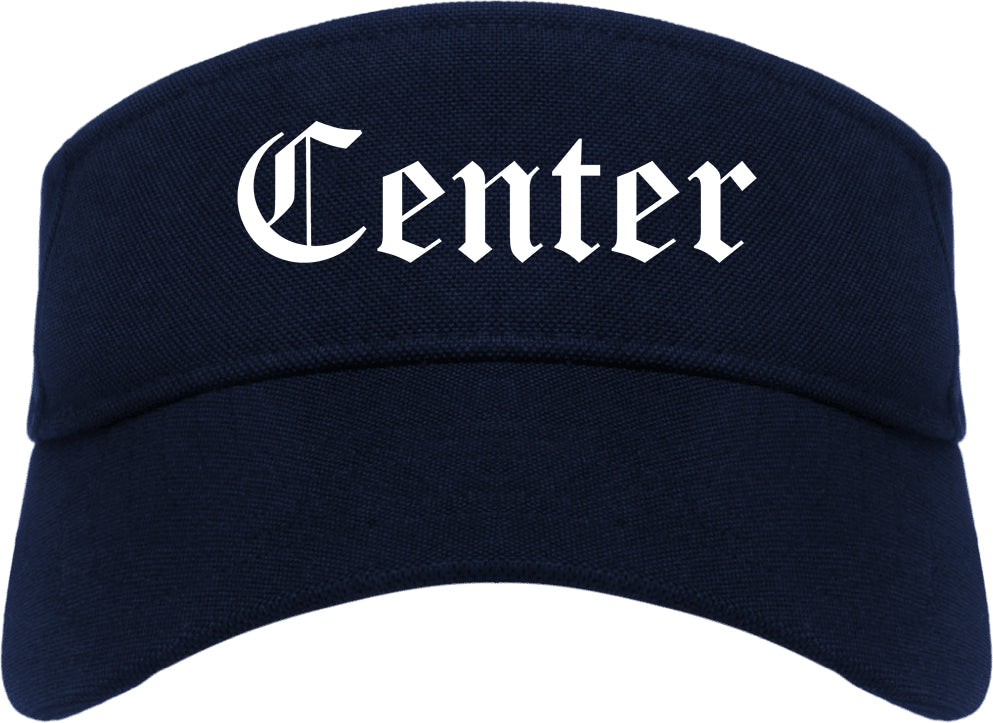 Center Texas TX Old English Mens Visor Cap Hat Navy Blue
