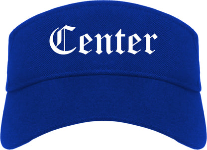 Center Texas TX Old English Mens Visor Cap Hat Royal Blue