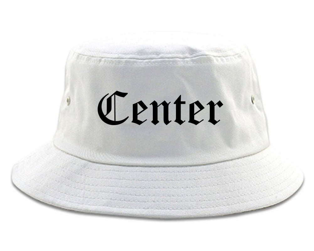 Center Texas TX Old English Mens Bucket Hat White