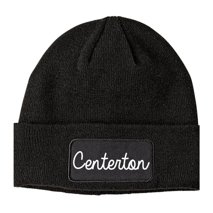 Centerton Arkansas AR Script Mens Knit Beanie Hat Cap Black