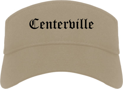 Centerville Iowa IA Old English Mens Visor Cap Hat Khaki