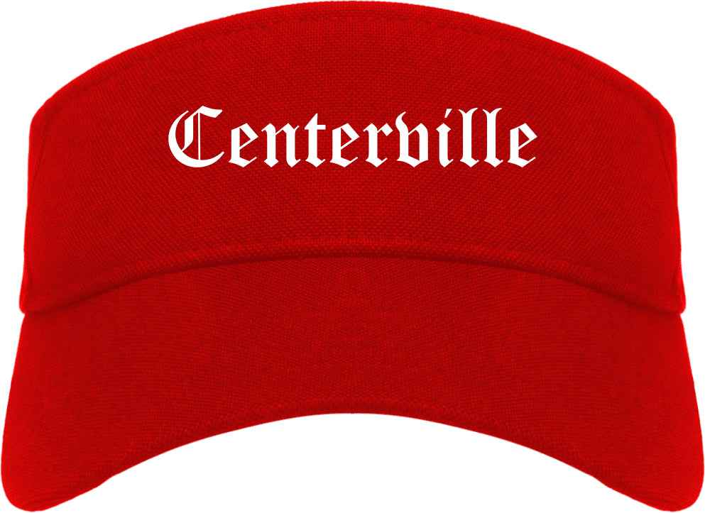 Centerville Iowa IA Old English Mens Visor Cap Hat Red