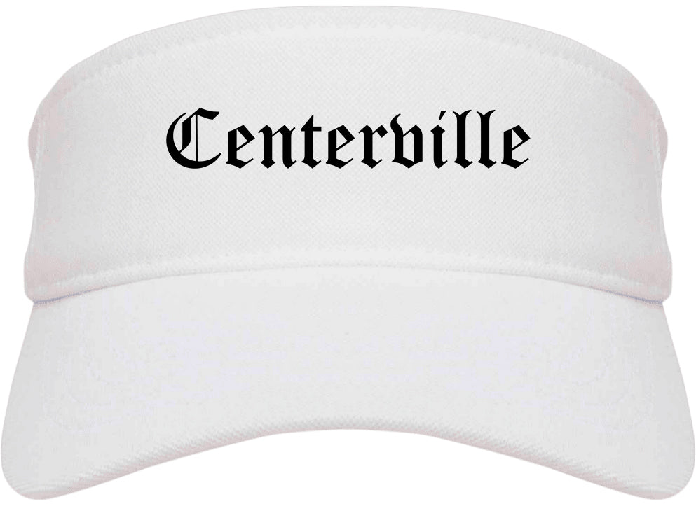 Centerville Iowa IA Old English Mens Visor Cap Hat White
