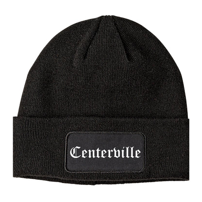 Centerville Ohio OH Old English Mens Knit Beanie Hat Cap Black