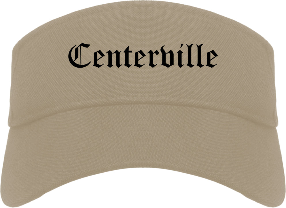 Centerville Utah UT Old English Mens Visor Cap Hat Khaki