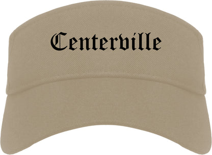Centerville Utah UT Old English Mens Visor Cap Hat Khaki