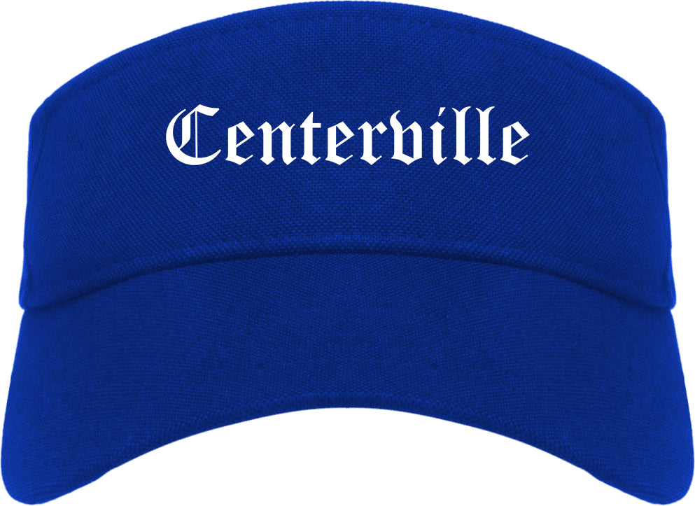 Centerville Utah UT Old English Mens Visor Cap Hat Royal Blue
