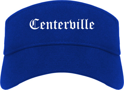 Centerville Utah UT Old English Mens Visor Cap Hat Royal Blue