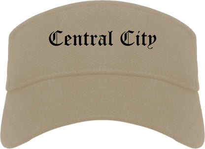 Central City Kentucky KY Old English Mens Visor Cap Hat Khaki