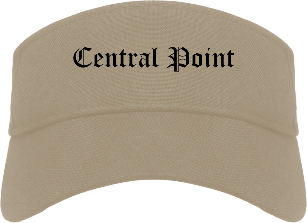 Central Point Oregon OR Old English Mens Visor Cap Hat Khaki
