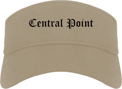 Central Point Oregon OR Old English Mens Visor Cap Hat Khaki