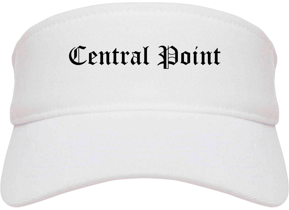 Central Point Oregon OR Old English Mens Visor Cap Hat White