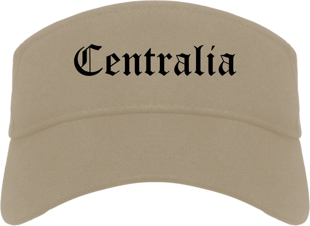 Centralia Illinois IL Old English Mens Visor Cap Hat Khaki