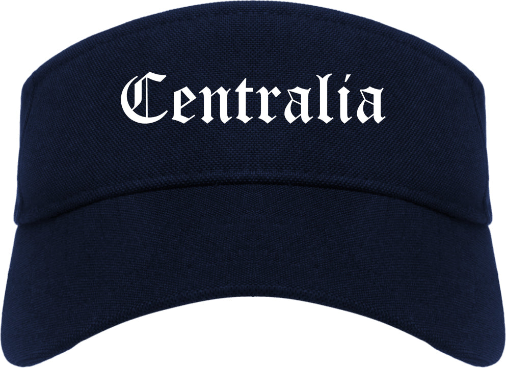 Centralia Illinois IL Old English Mens Visor Cap Hat Navy Blue