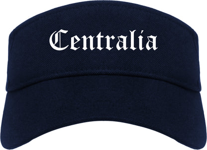 Centralia Illinois IL Old English Mens Visor Cap Hat Navy Blue