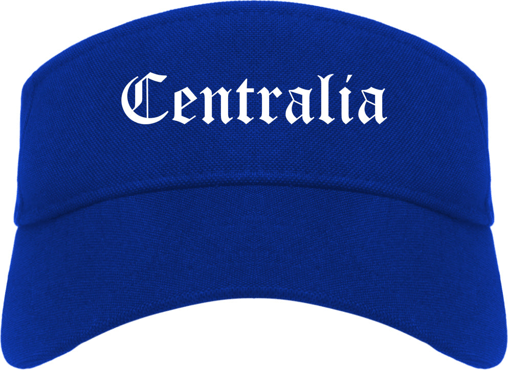 Centralia Illinois IL Old English Mens Visor Cap Hat Royal Blue