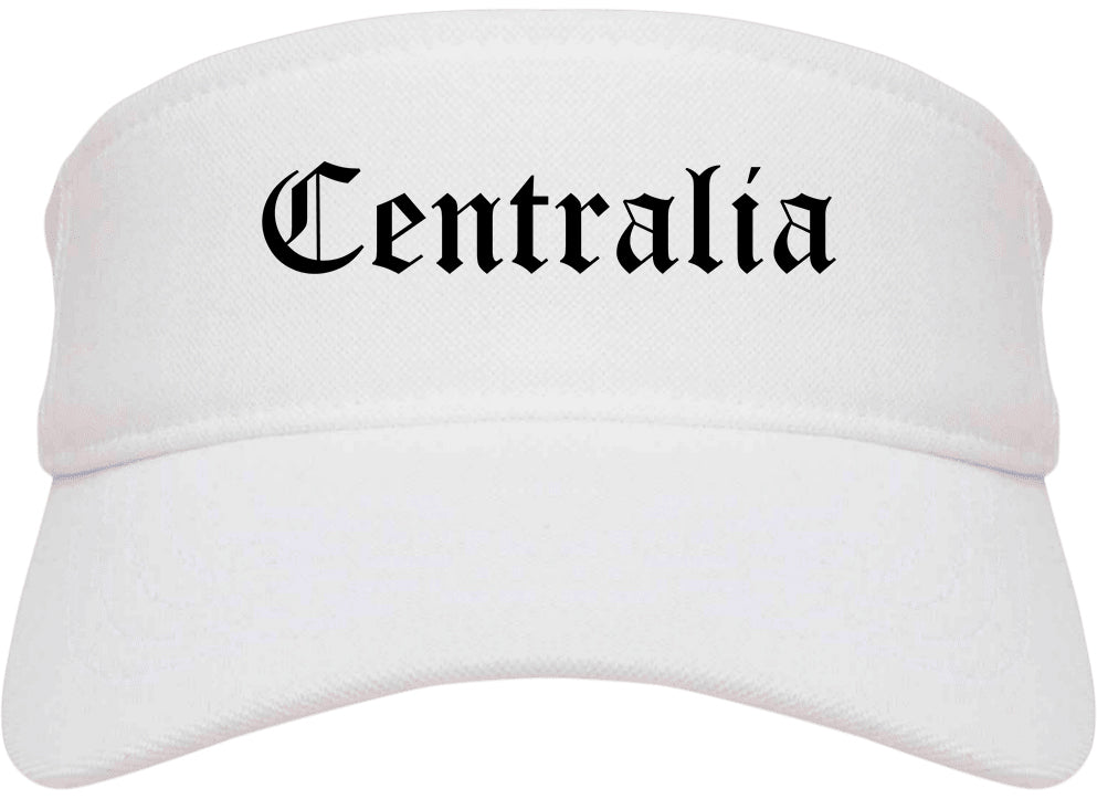 Centralia Illinois IL Old English Mens Visor Cap Hat White