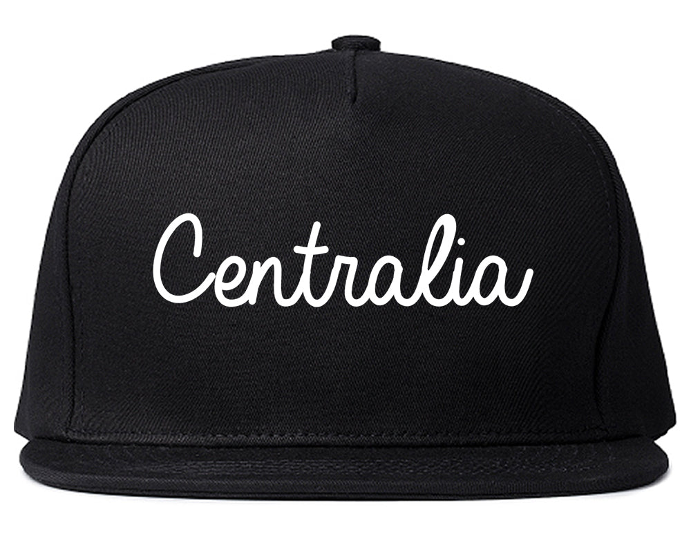Centralia Washington WA Script Mens Snapback Hat Black