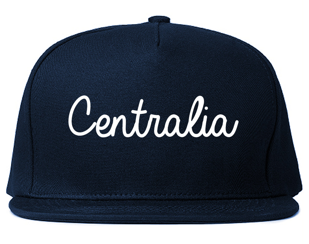 Centralia Washington WA Script Mens Snapback Hat Navy Blue