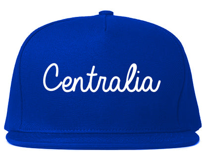 Centralia Washington WA Script Mens Snapback Hat Royal Blue