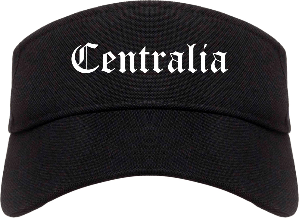 Centralia Washington WA Old English Mens Visor Cap Hat Black