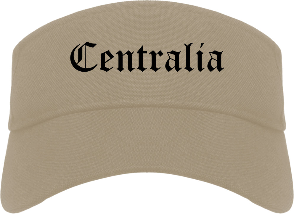 Centralia Washington WA Old English Mens Visor Cap Hat Khaki