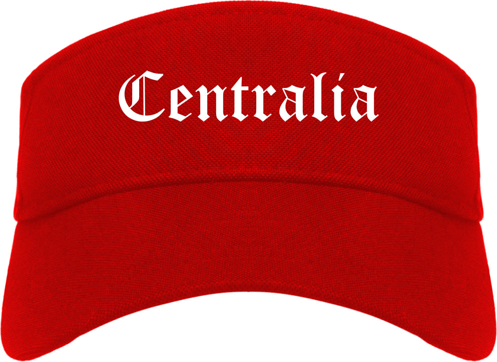 Centralia Washington WA Old English Mens Visor Cap Hat Red