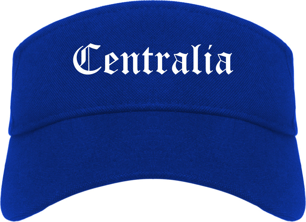 Centralia Washington WA Old English Mens Visor Cap Hat Royal Blue