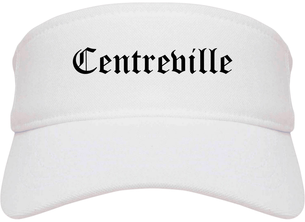 Centreville Illinois IL Old English Mens Visor Cap Hat White