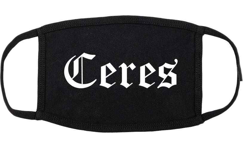 Ceres California CA Old English Cotton Face Mask Black