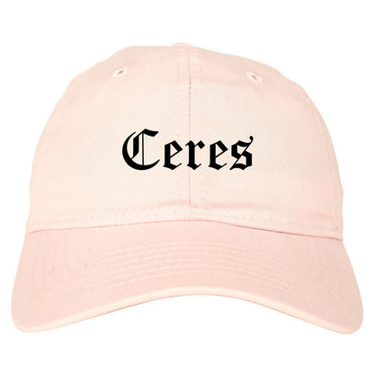 Ceres California CA Old English Mens Dad Hat Baseball Cap Pink