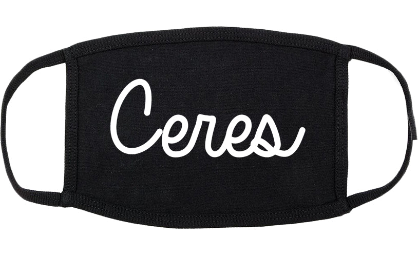 Ceres California CA Script Cotton Face Mask Black