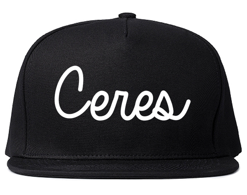Ceres California CA Script Mens Snapback Hat Black