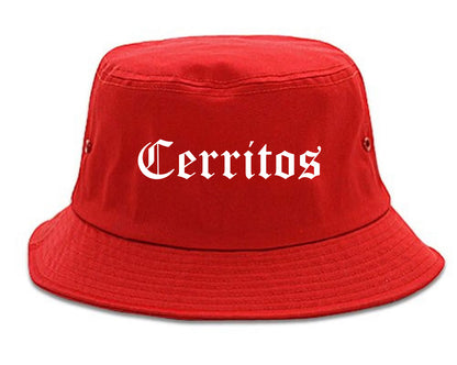 Cerritos California CA Old English Mens Bucket Hat Red