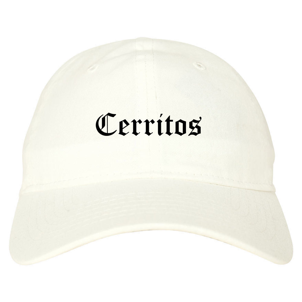 Cerritos California CA Old English Mens Dad Hat Baseball Cap White