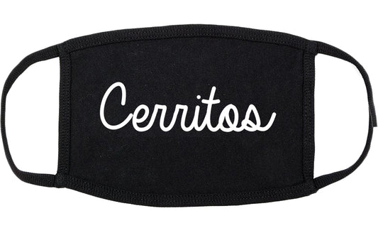 Cerritos California CA Script Cotton Face Mask Black